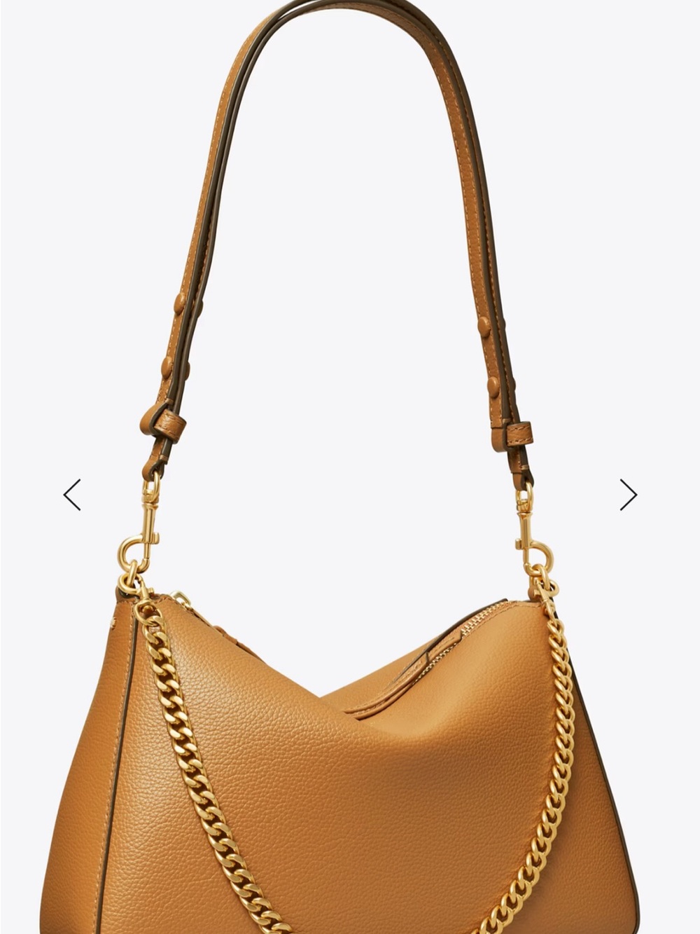 Tory Burch Camel Tan Leather Hobo with Gold Chain